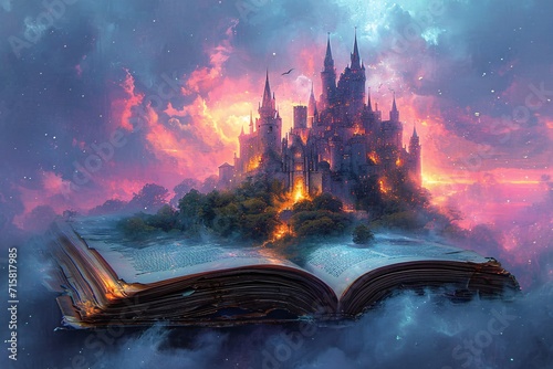 A Book of Dreams: A Castle in the Sky Generative AI photo