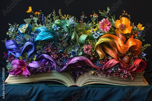 Colorful Flowers in a Book: A Monthly Celebration of Spring's Beauty Generative AI