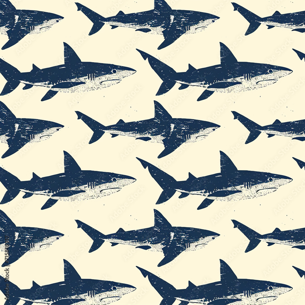 Naklejka premium shark, pattern, ocean, blue, design