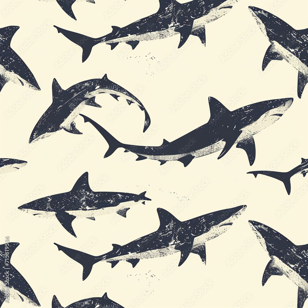 Fototapeta premium shark, pattern, ocean, blue, design