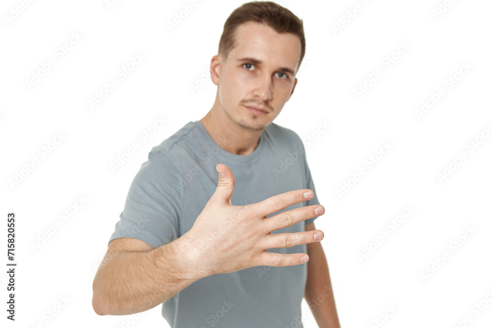 Fototapeta premium portrait of young smiling man on white background