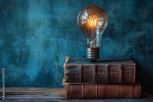 A Glowing Light Bulb in a Book: A Symbol of Knowledge and Creativity Generative AI