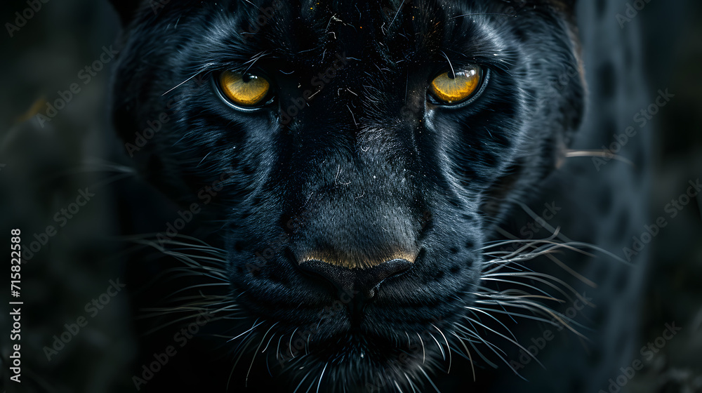 close up portrait of a black leopard