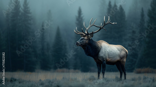 Beautiful portrait of an elk at dusk