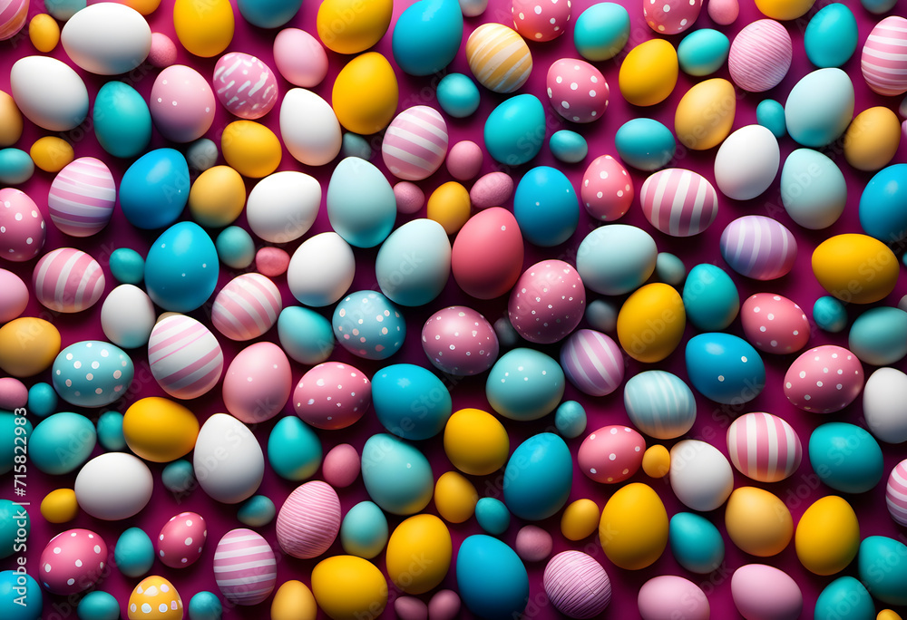 Obraz premium Colorful easter eggs collection, easter celebration.