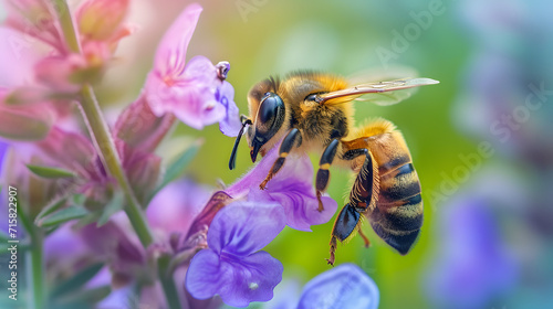 bee on flower, picture of a bee searching for pollen 