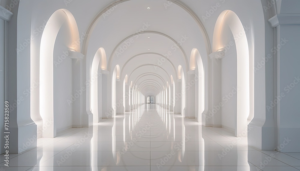 Empty spacious white corridor