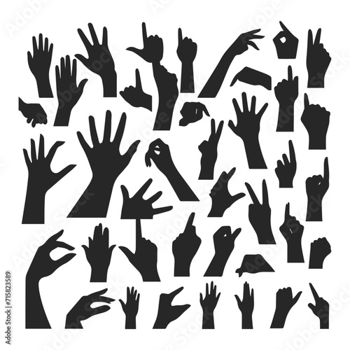 collection of silhouette Hand sign design