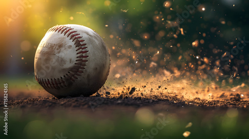 baseball on a field, baseball being hit on a field