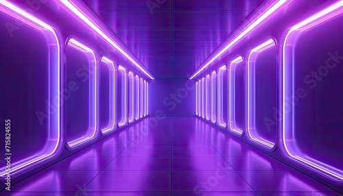 Empty purple neon corridor