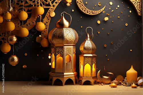 Ramadan greetings background, Elegant element for design template, place for text greeting card and banner for Ramadan kareem.