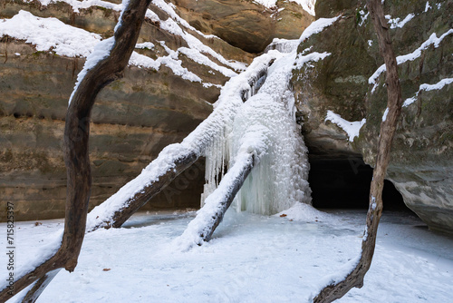 Frozen waterfall in Kaskaskia Canyon. photo