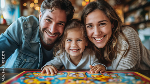  happy family playing board games at home