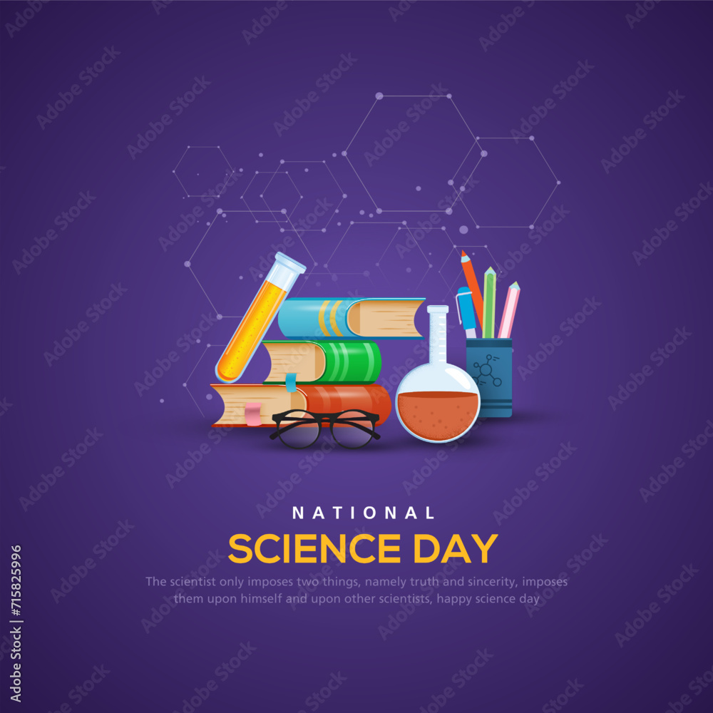 National Science day background design with science stuff. Vector