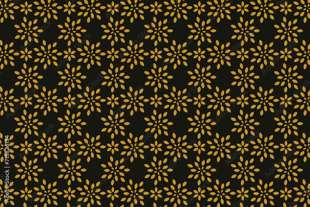 Luxury floral geometric pattern. Seamless vector background. Dark and gold ornament. Graphic floral pattern.	
