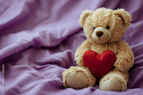 Teddy Bear Holding a Heart as Valentine's Day Gift