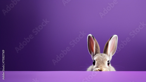  brown easter bunny ears on a purple and minimalist background 