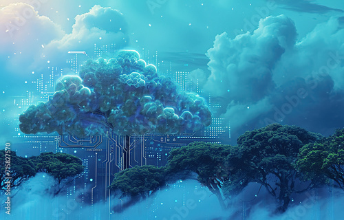 Cloud Networking, Crypto, AI, Firewall Network Security, Artificial Intelligence, Cyber Security, Cloud Managed, Circuit Board, AI Generated Art for Business and Technology