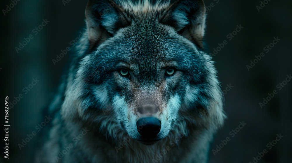 Close up portrait of a wolfs face