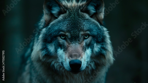 Close up portrait of a wolfs face