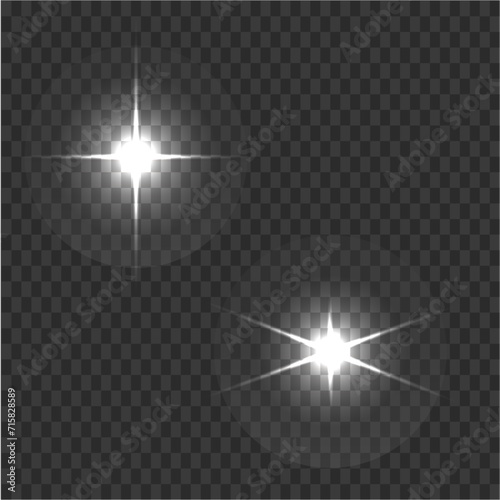 Shine glowing stars. Vector lights
