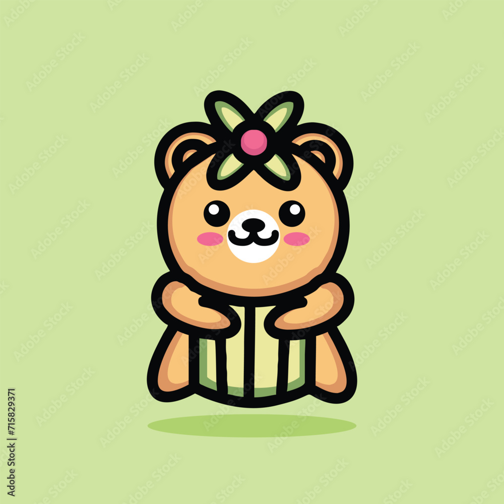 Cute Bear Mascot Cartoon Animal Vector Logo Design illustration