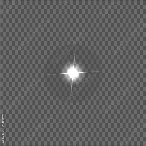 Sparkling star, vector glowing star light effect. Glitter magic star sparks on transparent background.