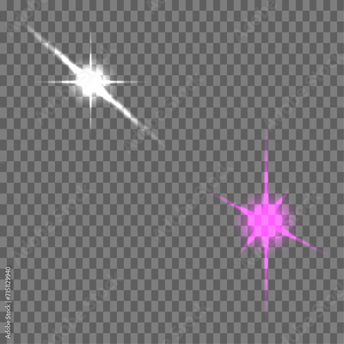 The yellow light of the sun, the flash of a star. Soft, glow transparent rays. Vector design element on isolated background.