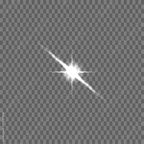 The yellow light of the sun, the flash of a star. Soft, glow transparent rays. Vector design element on isolated background.