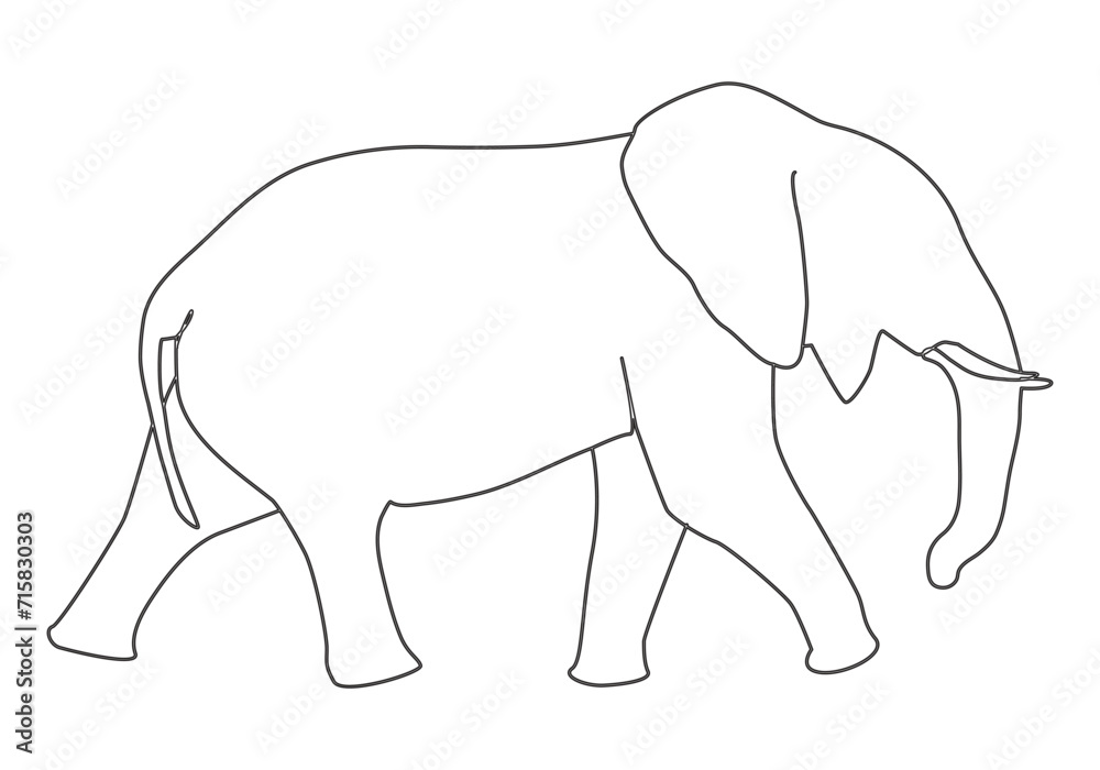 Elephant in continuous line art drawing. Minimalist black linear sketch isolated on white background. Vector illustration
Elephant in continuous line art drawing. Minimalist black linear sketch isolated on white background. Vector illustration