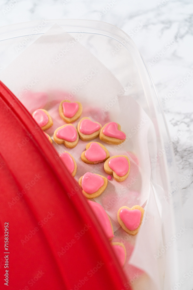 Heart-shaped sugar cookies with royal icing Heart-shaped sugar cookies with royal icing
