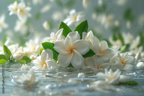 White Flowers Floating on Water