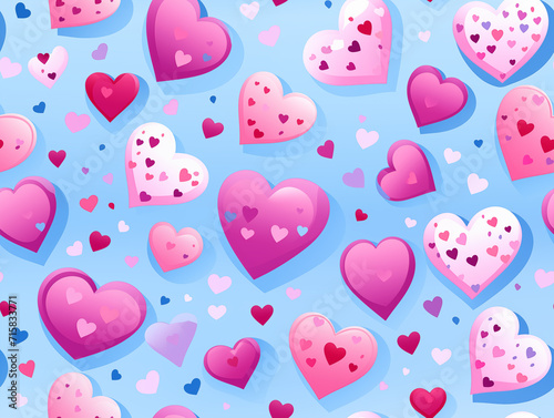 Seamless pink on blue heart pattern