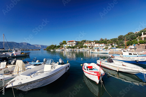 The port of the small fishing village Vathi at Methana in Peloponnese  Greece