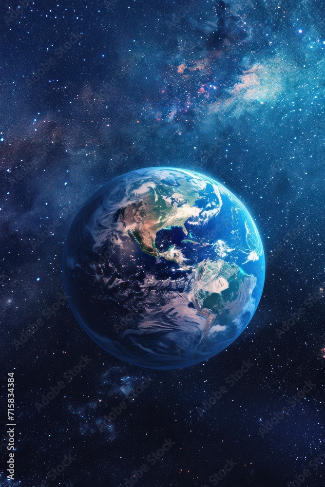 Fototapeta premium Earth From Space With Stars in Background