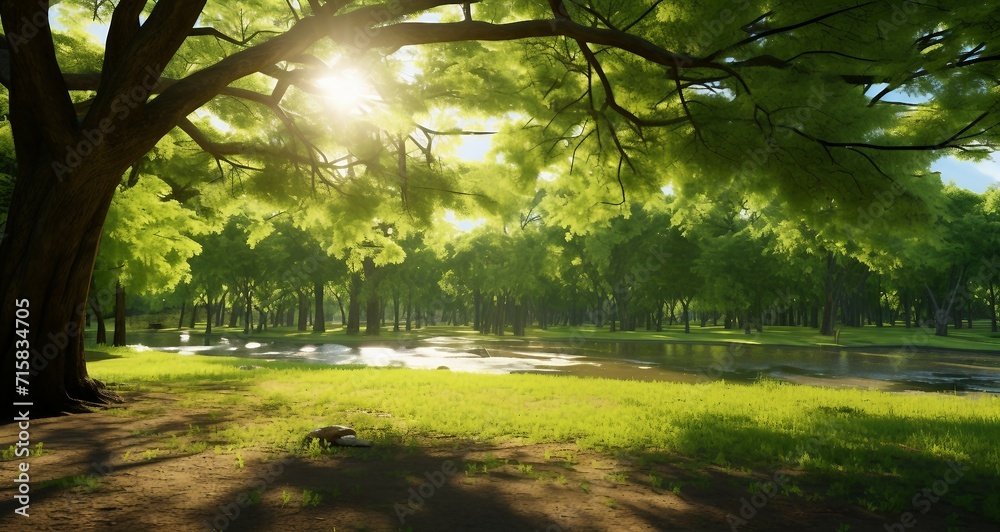sun rays through the trees
