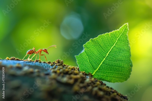 Green Leaf With Two Ants