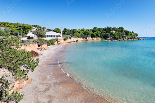 The Golden beach of Agios Emilianos cape of Argolida in Peloponnese, Greece © costas1962