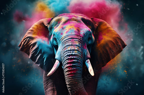 Elephant in a Cloud of Rainbow Hues © Canvas Alchemy