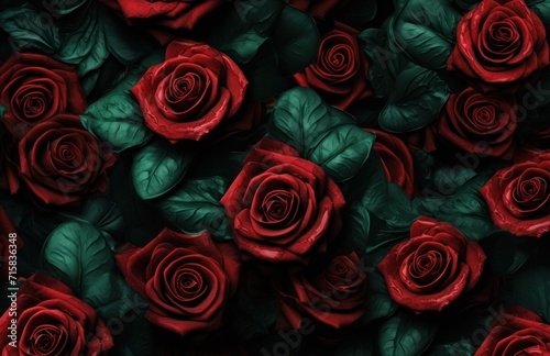Red roses on a dark background