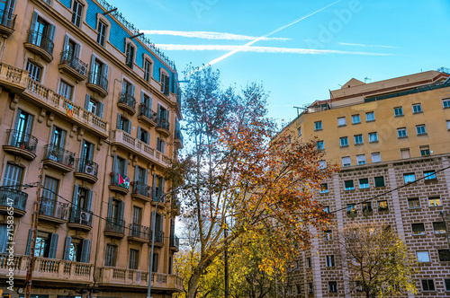 Barcelona, Spain - December 21, 2023: Streetscapes and modern architecture in Barcelona Spain 