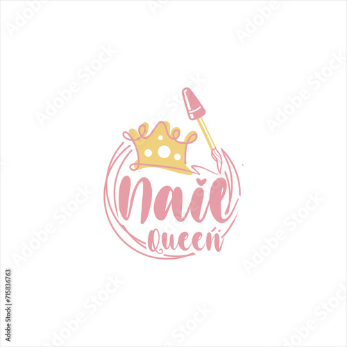 Nail polish with crown logo with creative unique design vector icon illustration
