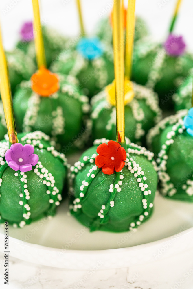 Delicious cactus cake pops for Cinco de Mayo celebration
