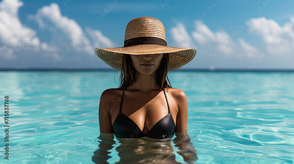 Close up of woman body in bikini, Travel concept. 