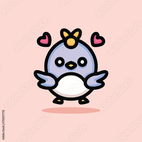 Cute Bird Mascot Cartoon Animal Vector Logo Design illustration