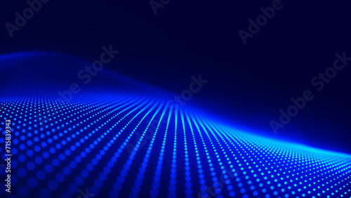 Technology background . Futuristic point wave. Abstract digital wave of particles. Dark background. Connection structure. 3d © Tetiana