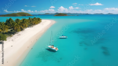 Aerial Drone view of Whitehaven Beach in the Whitsundays, Queensland, Australia © MdSaiful