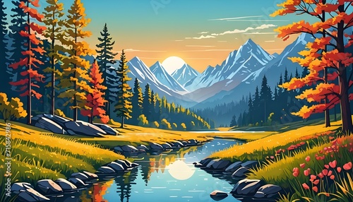 landscape with mountains and trees