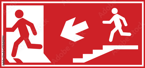 Emergency fire exit sign, Emergency sign, Emergency exit, Emergency Exit sign board, red emergency exit sign, Fire sign