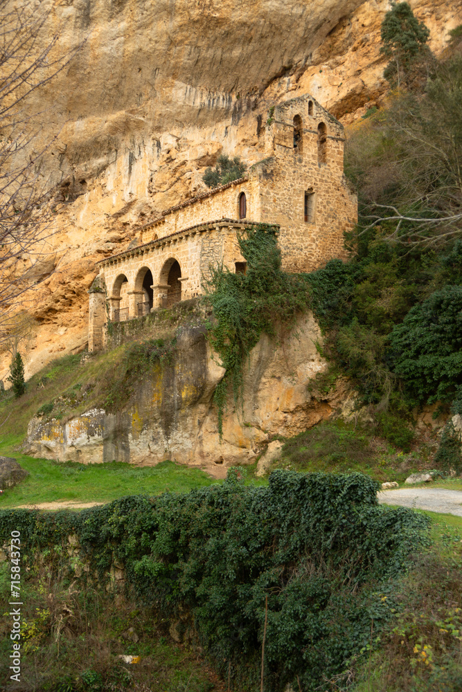 hermitage of Santa Maria de la Hoz in Tobera gorge, town of Frias in Castilla y Leon, Spain